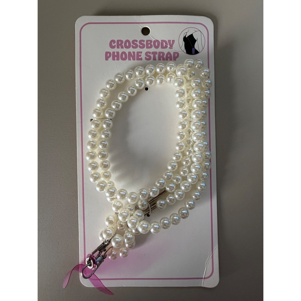 Francesca's‎ White Faux Pearl Crossbody Phone Strap Lanyard Universal Attachment